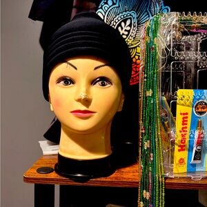 Courage Caps Chemo Sleep Black Headwear  Scarf Cap